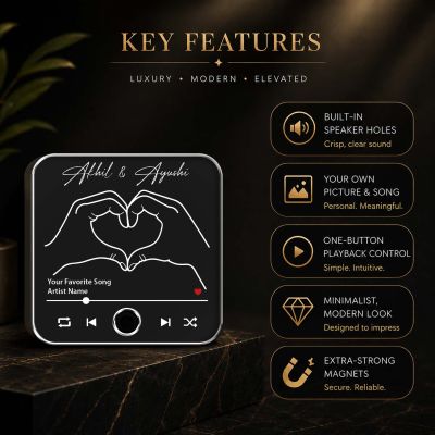 Spotify Style Musical Fridge Magnet with Custom Names & Favorite Song Rechargeable Music Player Gift for Loveable Person & Long Distance Relationship